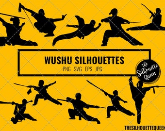 Wushu warrior silhouette, Wushu stick clipart, Wushu sports vector, Svg, png, cricut cut files  jpg