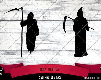 Grim Reaper SVG,  Silhouette, Logo, Grim Reaper  SVG Cut Files for Cricut Design, Grim Reaper  Digital Commercial Clipart