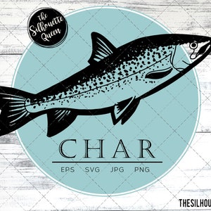 Char Fish, SVG Design Files, Hand drawn Fishing Vector Clipart, Cricut, Silhouette Cameo, PNG, EPS,