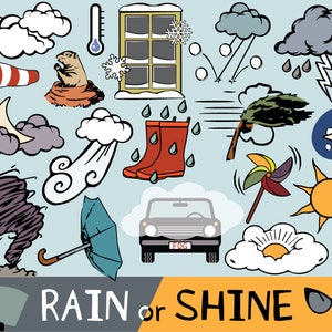Weather Clipart, weather planner clipart, weather clip art, rain clipart, seasons clipart, storm clip art, bullet journal clipart, weather