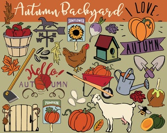 Autumn Clipart, autumn clip art, garden clipart, fall clipart, autumn planner stickers, autumn doodles, fall clip art, gardening clipart