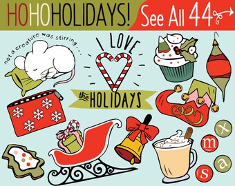 Holiday Clipart, winter clipart, Christmas clipart, xmas clipart, Christmas sticker clipart, Christmas printable, Christmas scrapbook