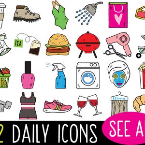 MEGA Bundle Daily Planner Sticker Clipart, vector, bullet journal stickers, printable planner stickers, chore list sticker clipart, icon