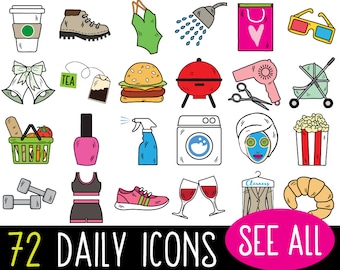 MEGA Bundle Daily Planner Sticker Clipart, wektor, naklejki do dziennika punktowego, naklejki do wydrukowania do planera, naklejki do listy obowiązków domowych clipart, ikona