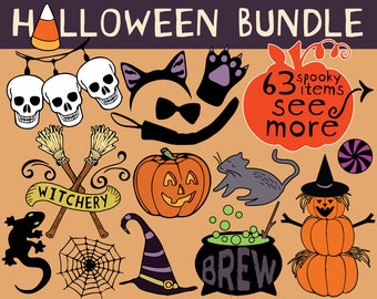 Halloween Clipart, halloween sticker clipart, printable halloween sticker, halloween bullet journal, halloween planner, halloween doodle