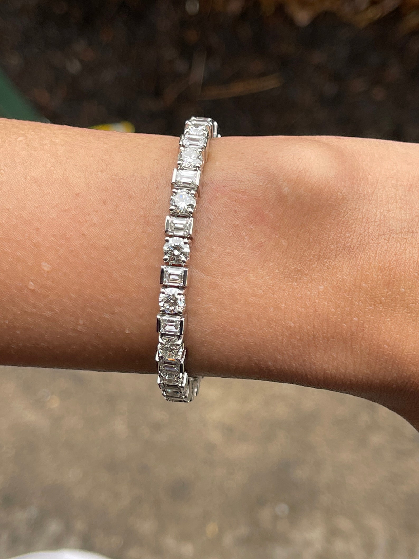 Classic Diamond Emerald Round Bracelet in 18K White Gold. - Etsy