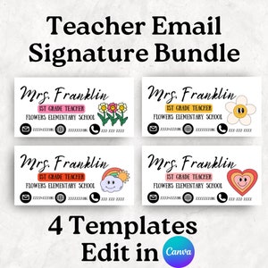 Teacher Email Signature, Retro Email Template for Teachers, Email Signature Template Canva
