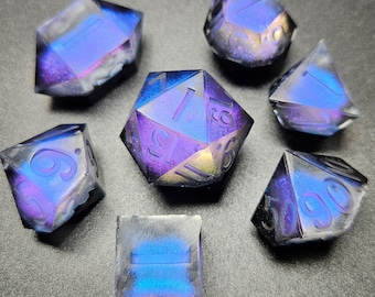 Chameleon Blue Geode - 7pc Dice set