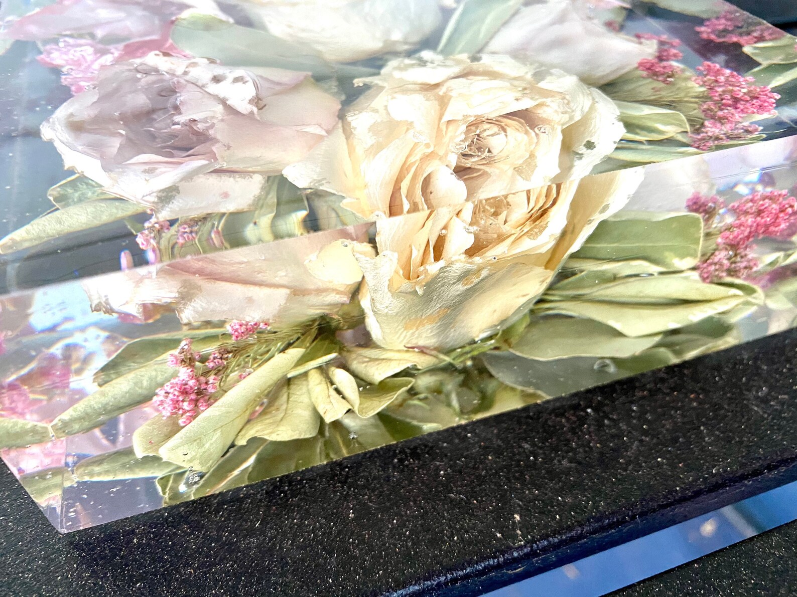 Wedding Flowers Preservation in a Resin Block Large Etsy