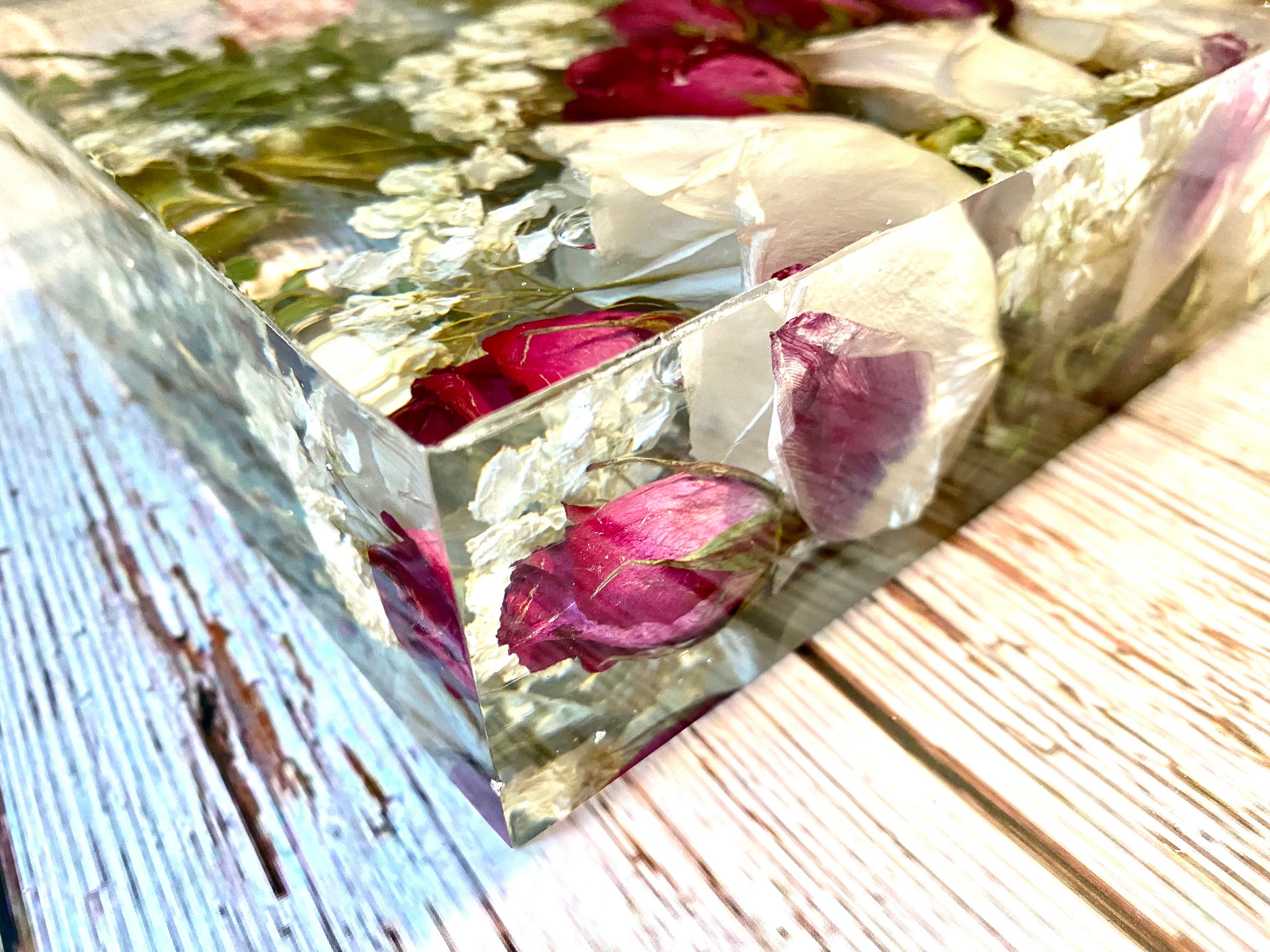 Wedding Flowers Preservation in a Resin Block Large Etsy
