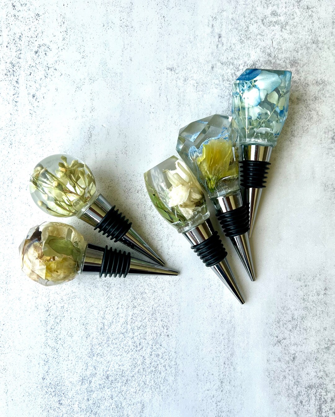 Wedding Flower Presentation Epoxy Resin Wine Bottle Stoppers , Wedding