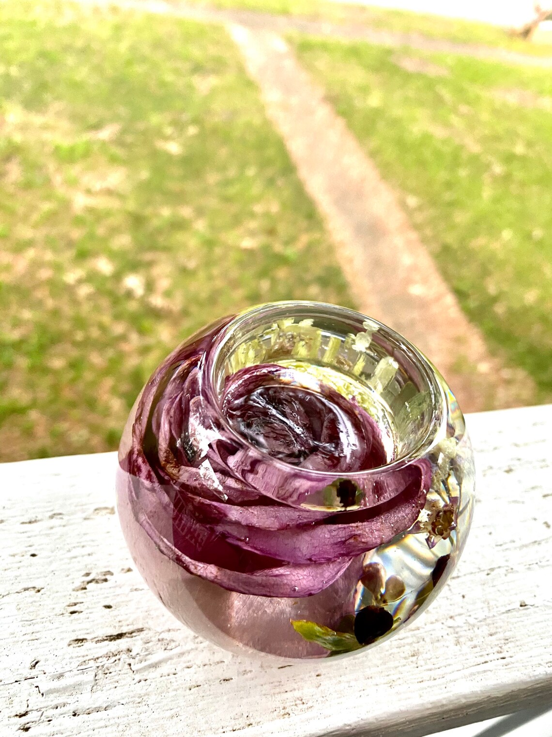 Epoxy Resin Candle holder from Wedding bouquet preservation Etsy