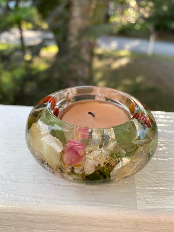 Epoxy Resin Candle holder from Wedding bouquet preservation Etsy