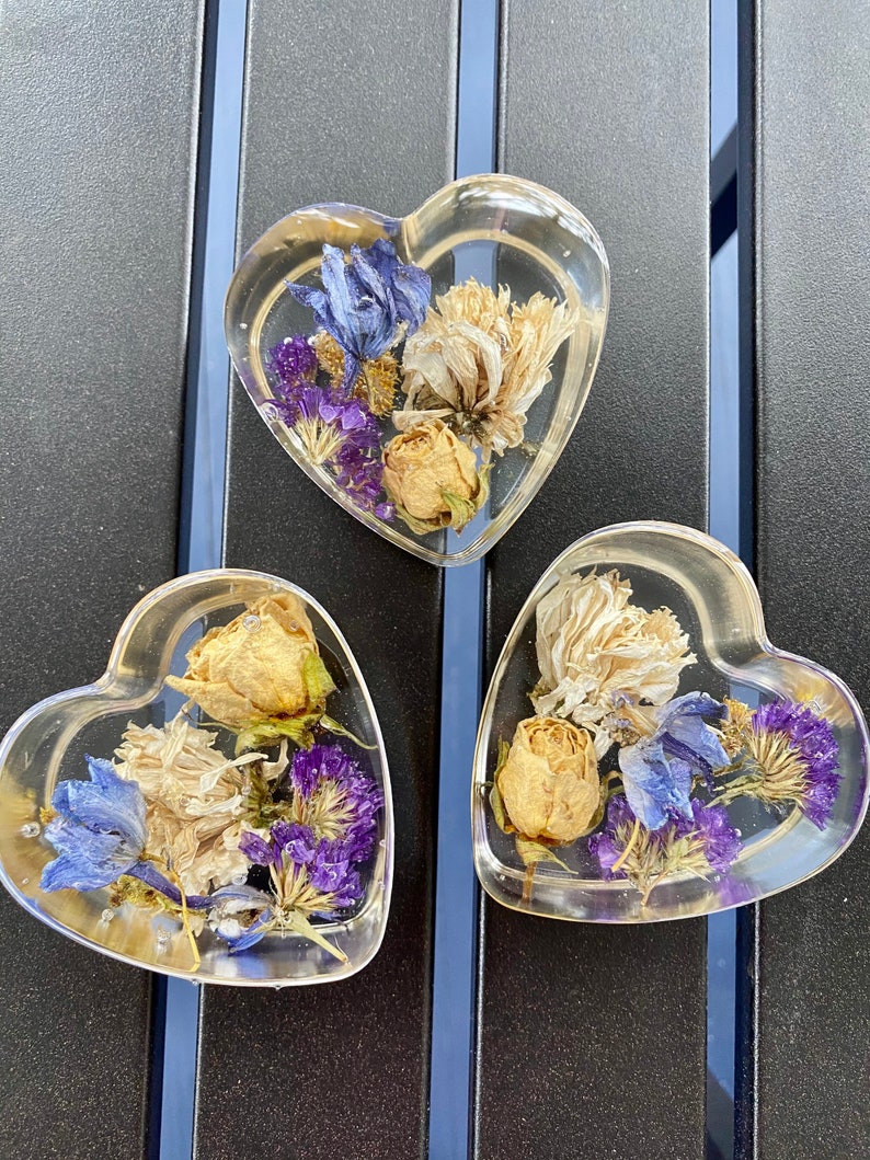 Resin Heart Shape. Wedding Bouquet Preservation Flower Etsy