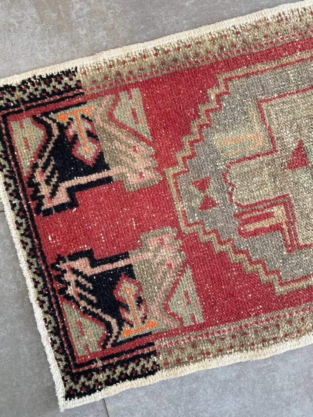 Vintage Mini Turkish Rug, Small Turkish Rug, Vintage Bathmat, Mini ...