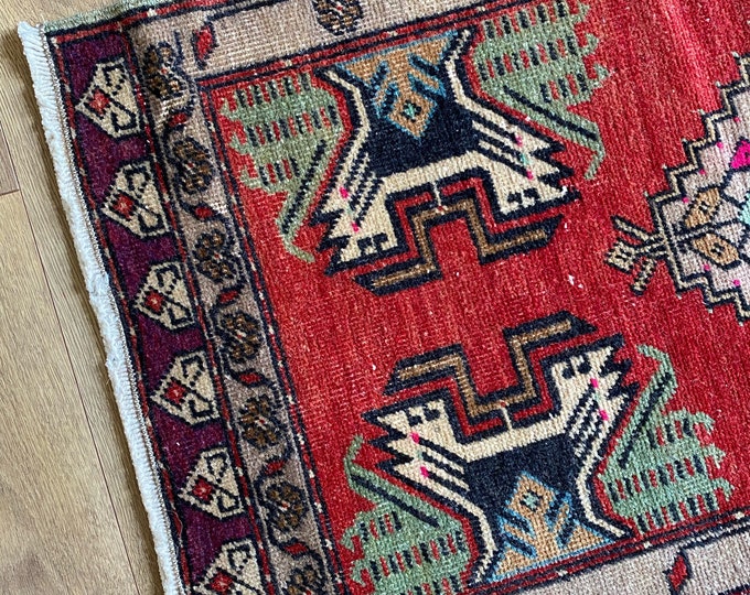 Vintage Mini Turkish Rug Small Turkish Rug Vintage Bathmat Etsy