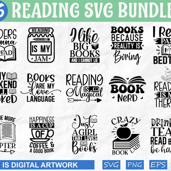 Reading svg bundle, Bookish quotes svg, Reading svg, Books svg, Reader svg, book saying quote, Digital Download MBS-0055