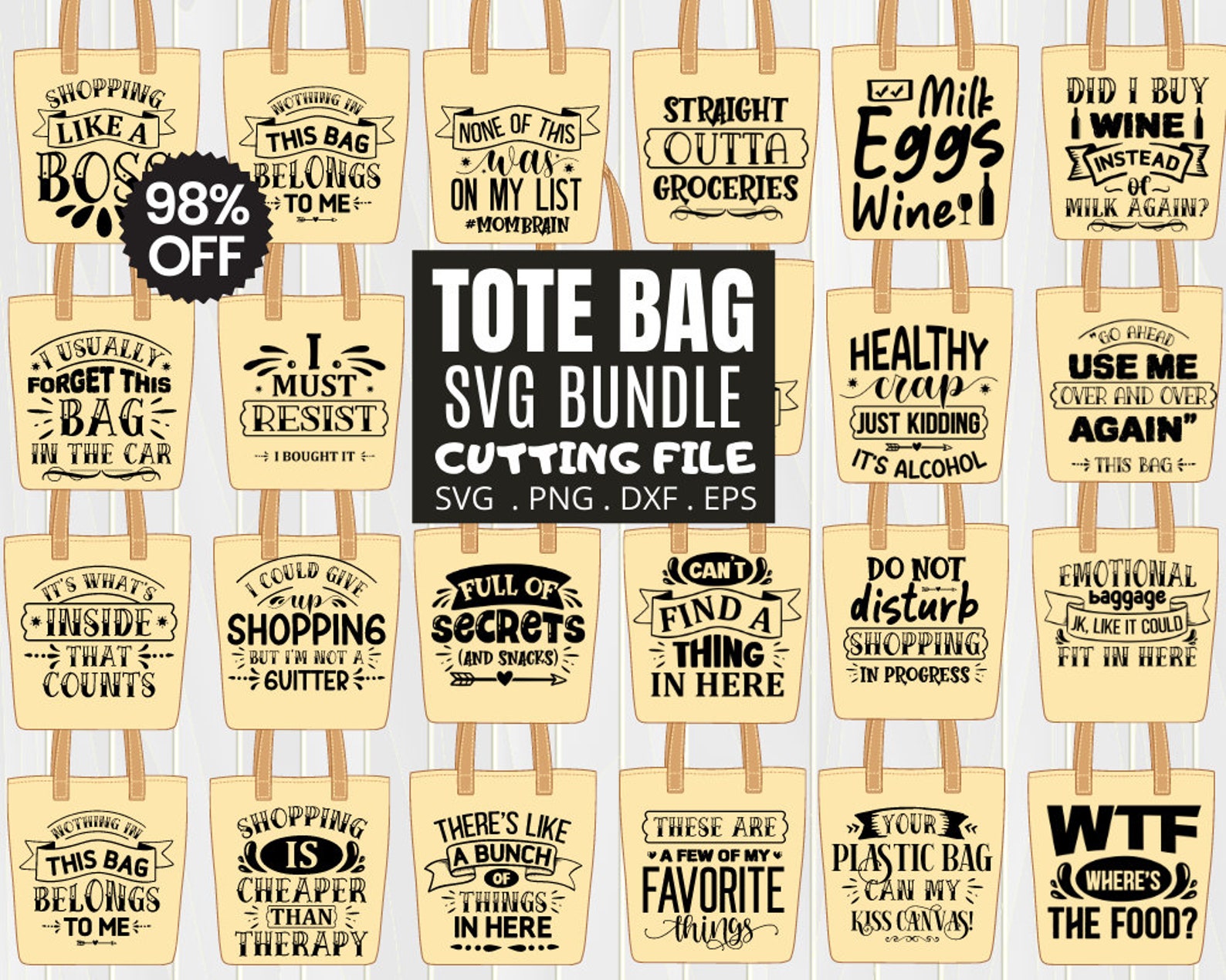 Tote Bag Svg Bundle Funny Tote Bag Svg Tote Bag Quotes - Etsy