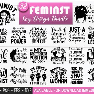 Pacote SVG feminista, Empoderamento feminino svg, Mulher forte svg, Pacote svg de feminismo, Voz feminina svg, Download digital MBS-0221