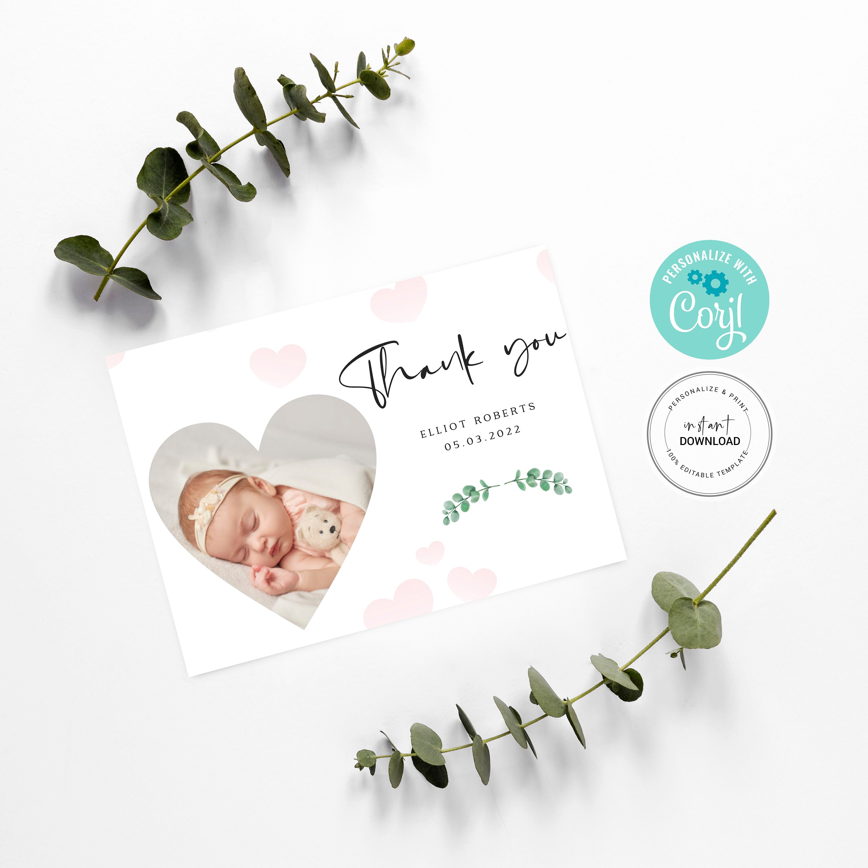Printable New Baby Thank You Cards birth announcement cards | Etsy