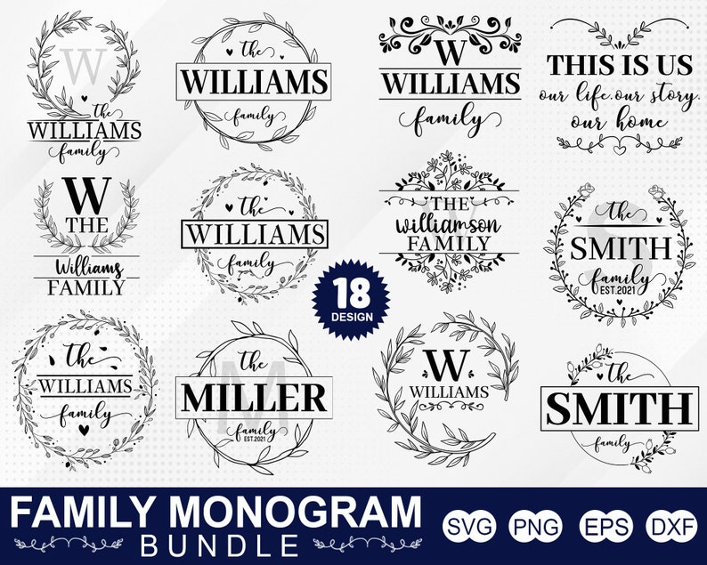 Family Monogram SVG Bundle Family Sign Frame Sublimation - Etsy