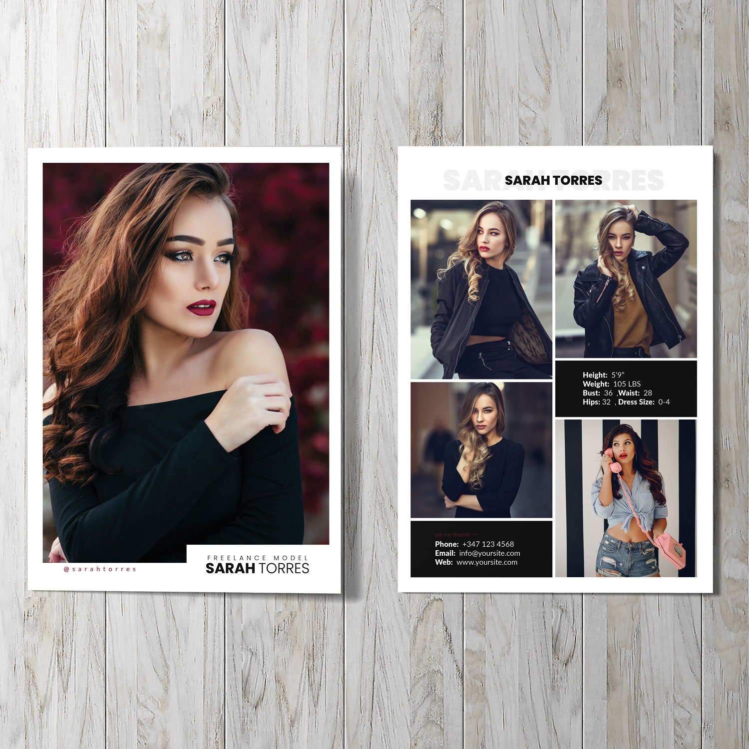 Modeling Comp Card - Photoshop, Elements and PSD Template Throughout Comp Card Template Psd