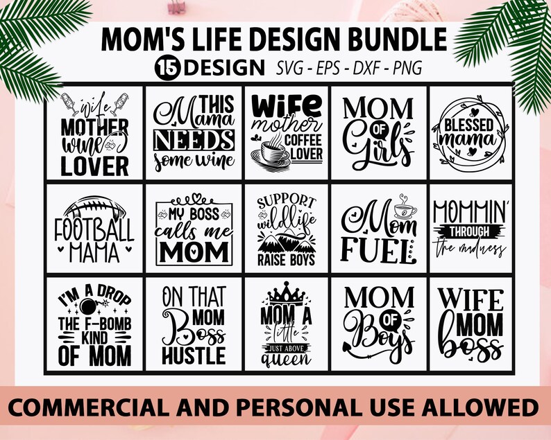 Download Mom es Life SVG Bundle Mom T-Shirt SVG Blessed Mama svg Mom | Etsy