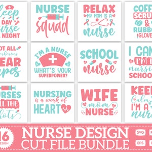 Pacote SVG de sublimação de enfermeira, camisa de enfermeira svg, Nurse Life svg, Nurse Squad svg, Blessed Nurse, Nurse Mom Boss, download digital MBS-0242