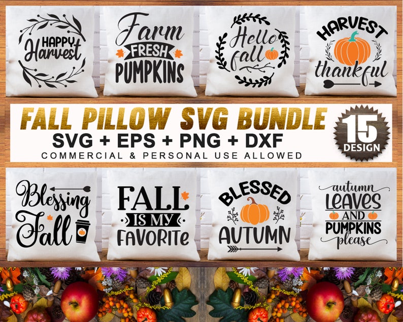 Fall Pillow Svg Bundle Fall Svg Autumn Svg Bundle Fall Etsy
