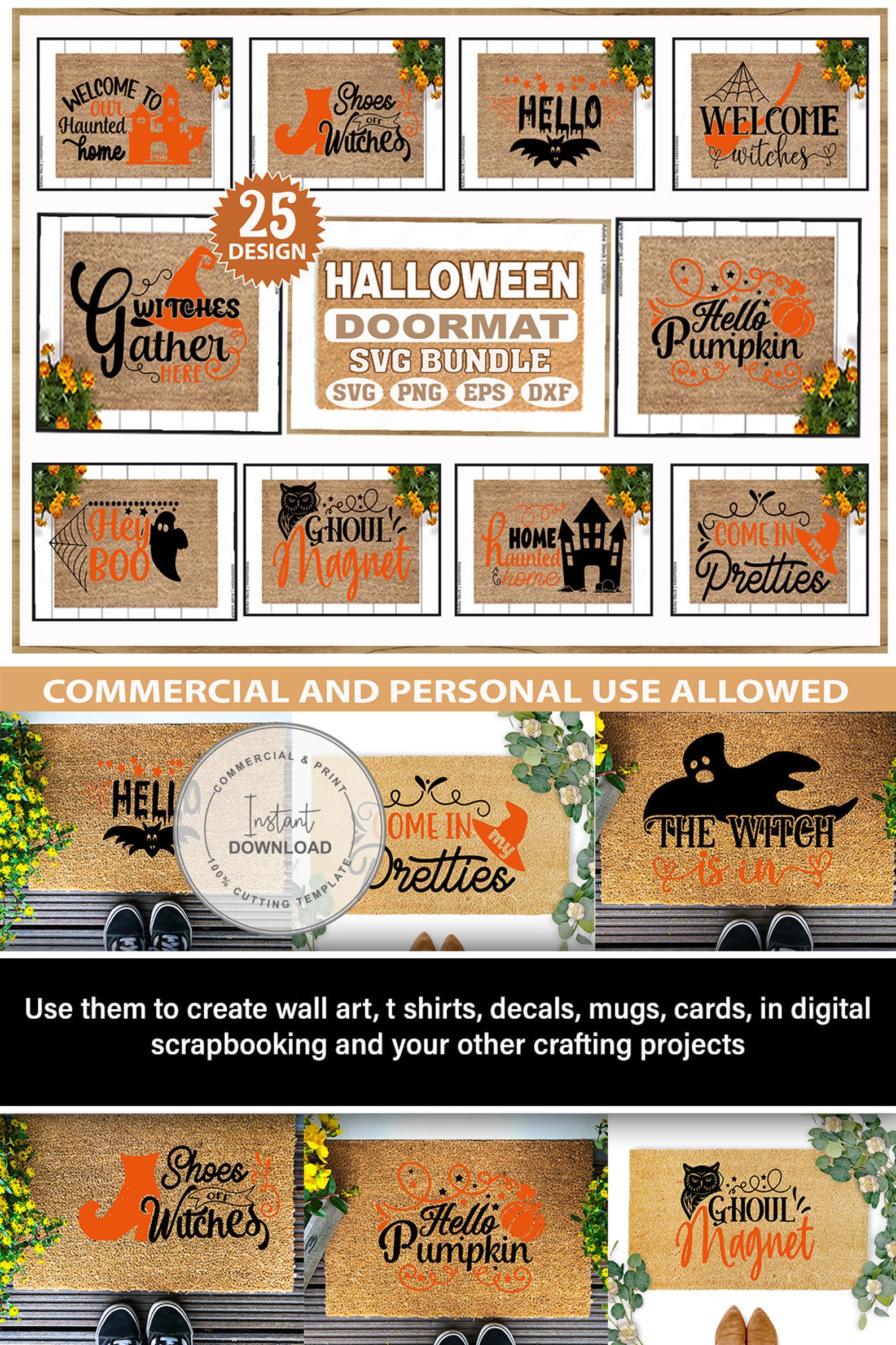 Halloween Doormat SVG Bundle Halloween Doormat Sign Dxf Eps Etsy