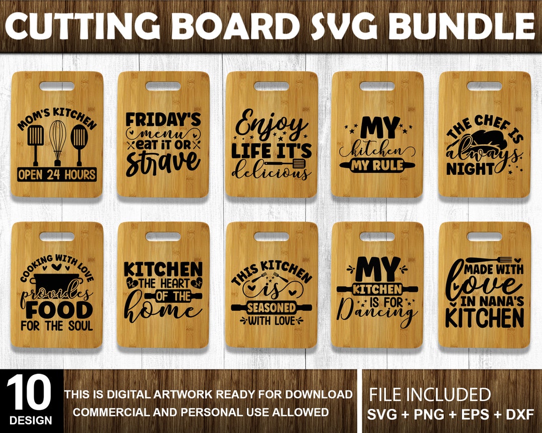 Cutting Board SVG Bundle, Wooden Plate, Cheese Board Svg, Charcuterie Board Svg, Wood Kitchen