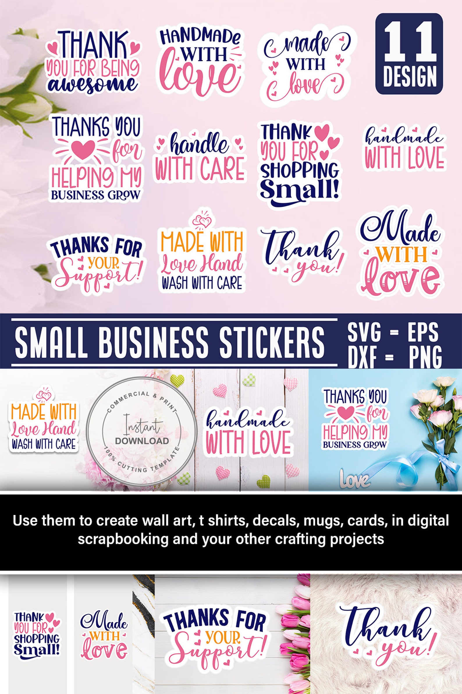 Small Business Stickers SVG Bundle Printable Stickers Made Etsy