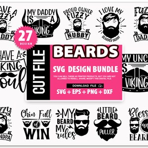 Baarden SVG Bundel, Baard SVG Bundel, Beared svg, Beared and Fabulous, Goatee svg, Baard Silhouet, Digitale Download MBS-0314