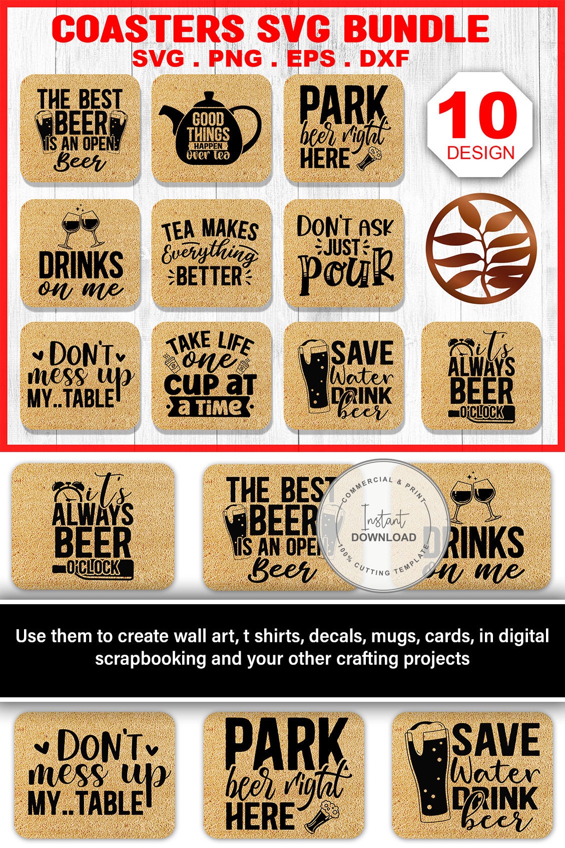 Coasters SVG Bundle Drink Coasters Svg Wine Coasters Svg Etsy UK