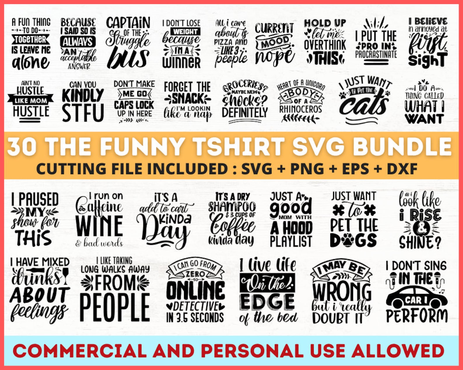 The Funny Tshirt SVG Bundle Tshirt Design Print on Demand - Etsy