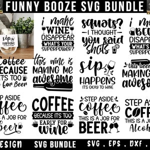 Funny Booze SVG Bundle, Funny Booze Quotes svg, Citation de vin d'alcool, Téléchargement numérique MBS-0368