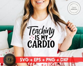 Lesgeven is mijn cardio Quote svg, Teacher Cut Files, Teacher Life SVG, Teaching SVG, Teacher Tshirt svg, Teacher Quote svg SB-0017-23