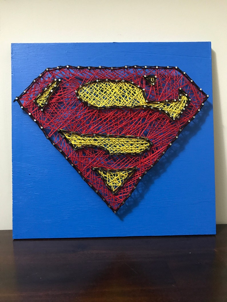 Superhero Logo String Art Superman Batman Wonder Woman Etsy