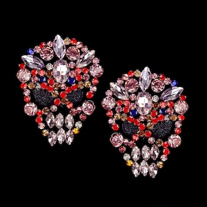 SUGAR SKULL PASTIES - Day of the Dead - Multi Color Rhinestone - Reusable Nipple Covers