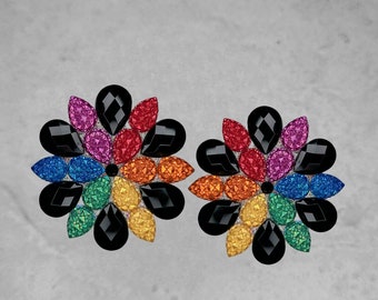 RAINBOW PRIDE PASTIES - Metallic & Black Reusable Nipple Covers - Festival, Rave Wear - Gay Pride Pasties