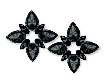 NIPPLE EXPOSED PASTIES - Black Matte & Gloss Fetish Pasties - Bdsm Nipple Jewelry -