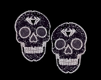 SUGAR SKULL PASTIES - Black & Silver Day of the Dead - Reusable Nipple Covers