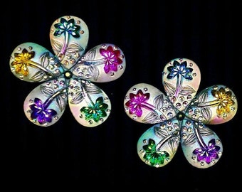 PASTIES TROPICAL CRYSTAL - Multi Color Iridescent Palm Tree Gems - Gina’s Gems Reusable Designer Pasties