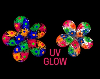 BLACKLIGHT GLOW PASTIES - Neon Blue, Green, Pink & Orange  –  Reusable Nipple Covers - Glow Party Pasties - Festival Wear