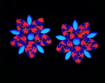 4th of JULY GLOW PASTIES -Red, White, Blue -Blacklight Uv Reactive- Reusable Nipple Covers- Festival Wear-