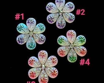 FLOWER PASTIES REUSABLE - Iridescent Glitter Nipple Covers - Rave Clothing - Festival Accessories - Gina’s Gems Reusable Designer Pasties