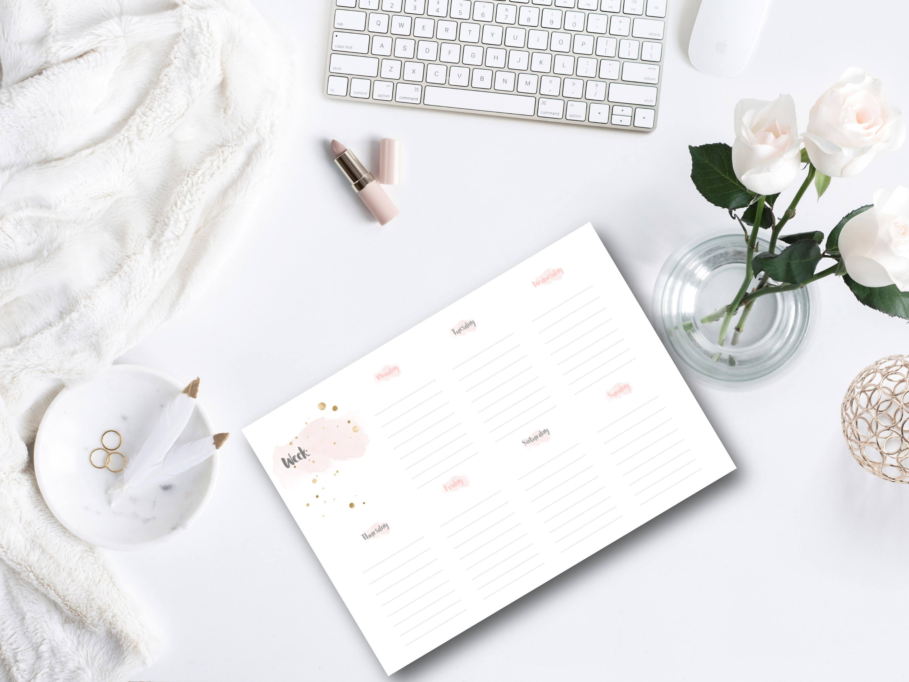 Weekly Planner Printable Blush Pink & Gold Printable Planner Etsy