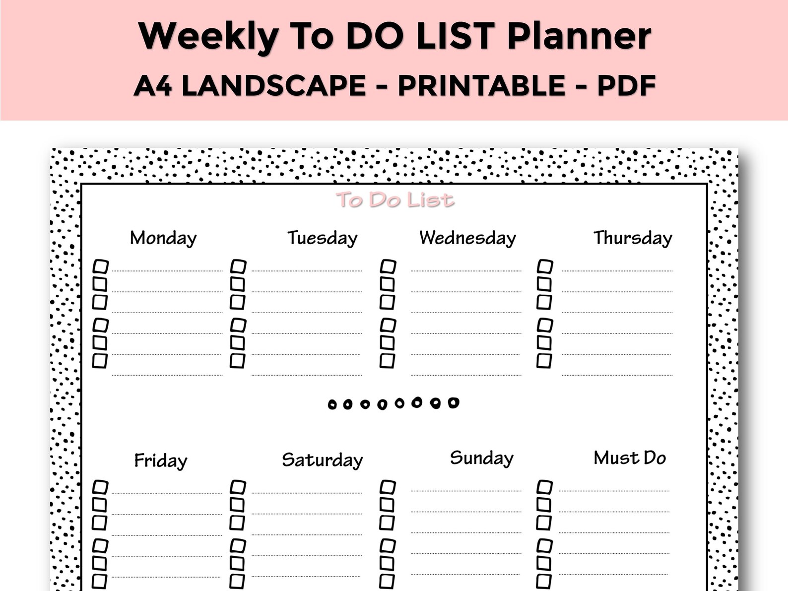 To Do List Weekly Printable Planner Includes Must Do Column 2019, To-do ...