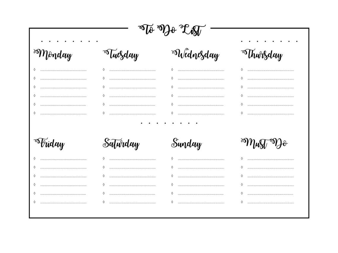 To Do List Weekly Printable Planner Includes Must Do Column 2019, To-do ...