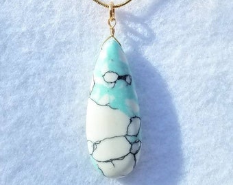 Beautiful Blue Sky With Clouds • Blue and White Stone Pendant • Blue Sky Stone Necklace • Aeoronautical Penant • Sky Blue Stone Necklace